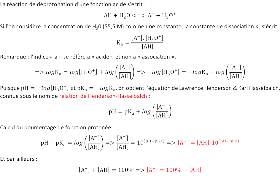 Equilibre deprotonation lysine pK ionisation groupement acide base alimentation lysine amino acid protonation equilibrium Henderson Hasselbalch titration pKa biochimej