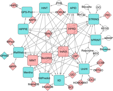 reseau network interaction PPI interactome interactomique interactomics MINT Intact STRING BIND protein cytoscape network edge node noeud arete layout biochimej