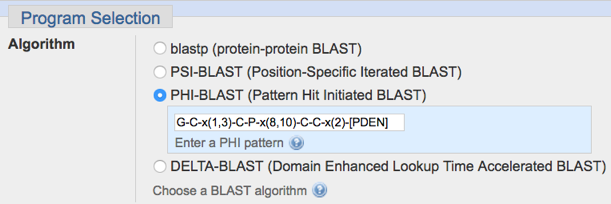 regular expression reguliere program sequence comparison local alignment similarity search BLAST PhiBlast substitution matrix PAM BLOSUM score biochimej